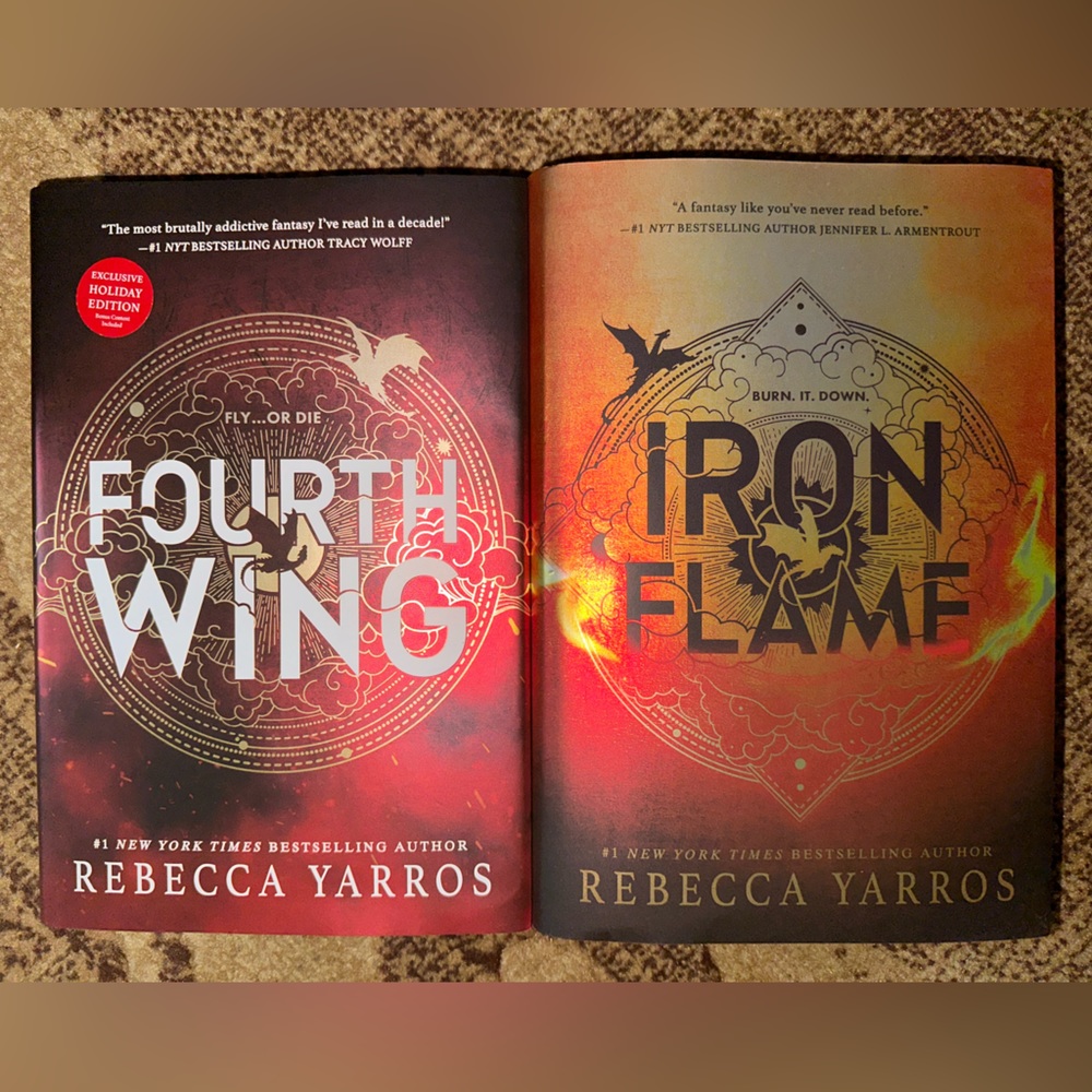 FOURTH WING BOOK SET HOLIDAY EDITION & IRON FLAME SPRAYED EDGES BUNDLE-FAST SHIP